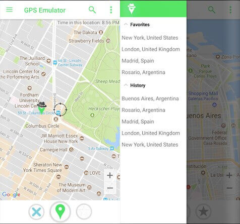 una captura de pantalla de la aplicación GPS Emulator