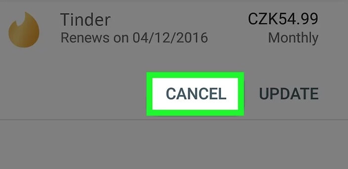 tinder cancel