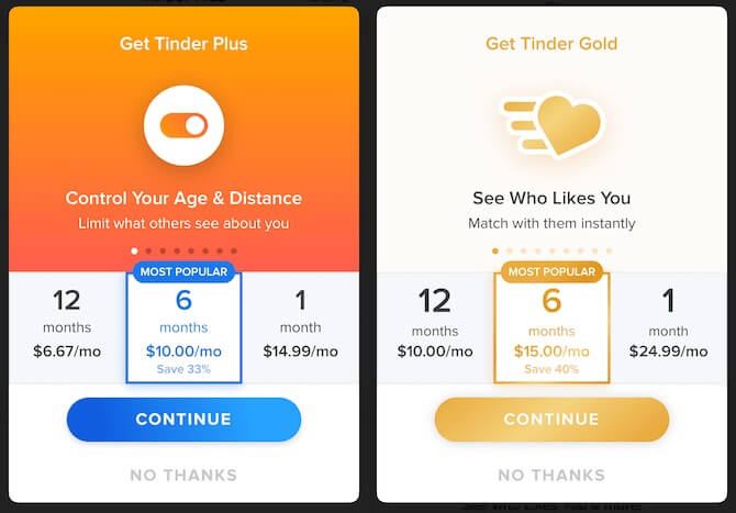 tinder plus gold pricing